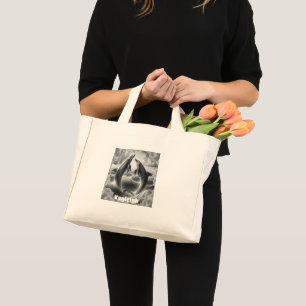 Monogram Black & White Dolphins Ocean Mini Tote Bag
