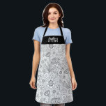 Monogram Black White Floral Kitchen Apron<br><div class="desc">A cute black and white floral pattern decorates this kitchen apron. Personalise it with your name.  Makes a fun gift for a chef or someone who likes to cook and bake. Great for birthdays or for Christmas. Designed for you by Blackberry Boulevard.</div>
