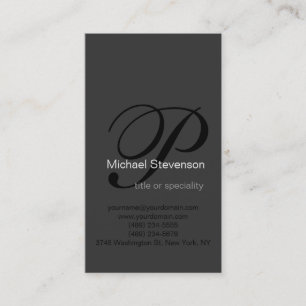 Monogram Black White Grey Business Card