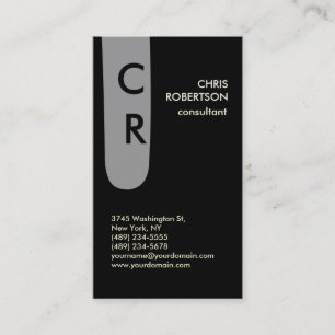 Monogram Black White Grey Business Card