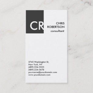 Monogram Black White Grey Business Card