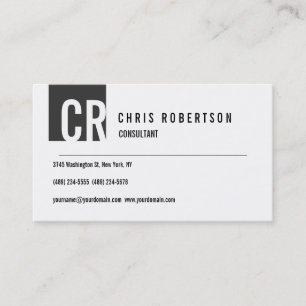 Monogram Black White Grey Business Card