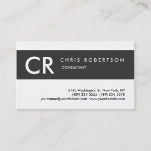 Monogram Black White Grey Business Card