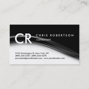 Monogram Black White Grey Pattern Business Card