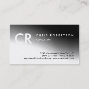Monogram Black White Grey Pattern Business Card