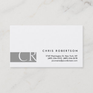 Monogram Black White Grey Stripe Business Card