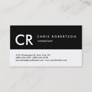 Monogram Black White Grey Texture Business Card