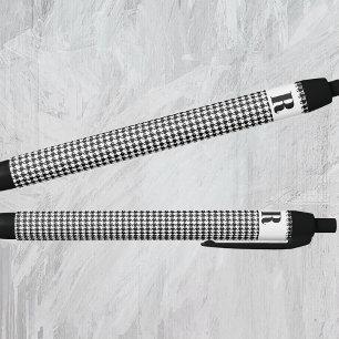 Monogram Black White Houndstooth Pattern Ink Pen