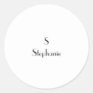 Monogram Black White Initials Name Custom Cute Classic Round Sticker