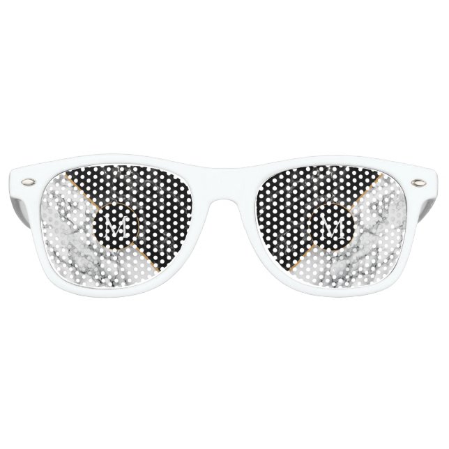 Monogram Black White Marble Aviator Sunglasses (Front)