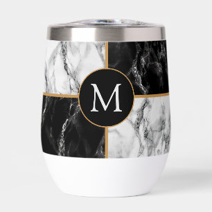 Monogram Black White Marble Design Personalised