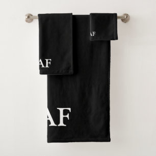 Monogram Black White Minimalist Bath Towel Set