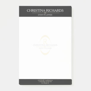 Monogram Black White Modern Elegant Business Post-it Notes
