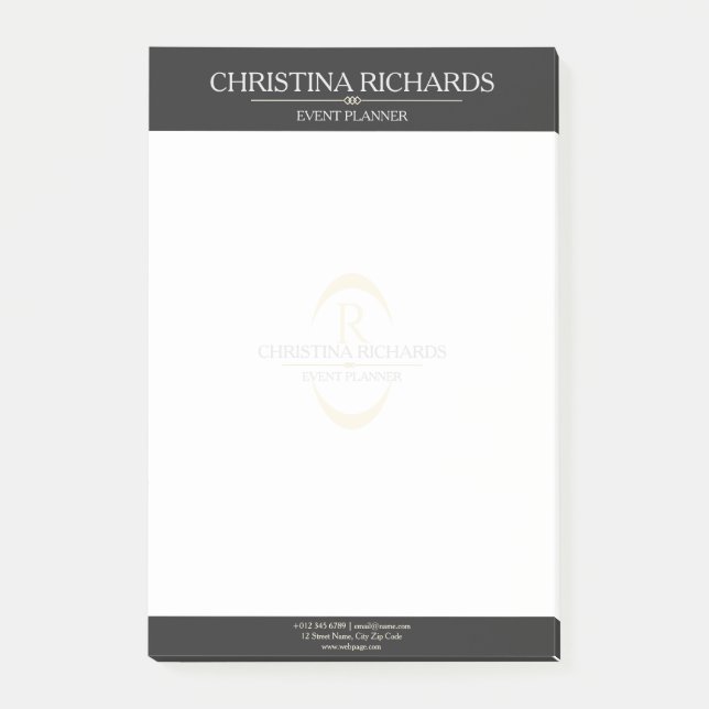 Monogram Black White Modern Elegant Business Post-it Notes (Front)