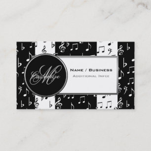 Monogram Black & White Music Business Card