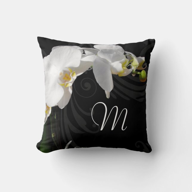 Monogram Black/White Orchid Cushion (Front)