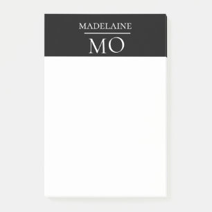 Monogram Black White  Personal Post-it Notes