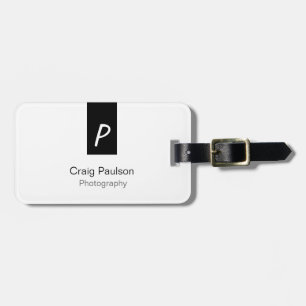 Monogram Black White Photography Modern Minimalist Luggage Tag