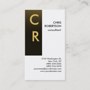 Monogram Black White Plain Business Card