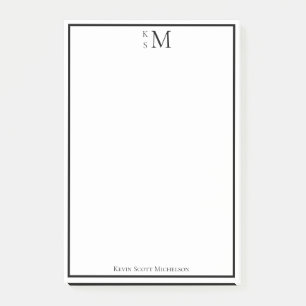 Monogram Black White Professional Elegant  Post-it Notes