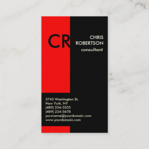 Monogram Black White Red Business Card