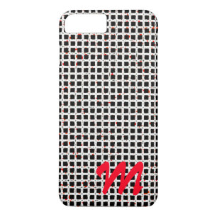 Monogram Black White Red Pattern Customisable Case-Mate iPhone Case