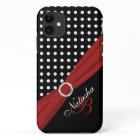 Monogram Black White Red Polka Dots iPhone 6 case
