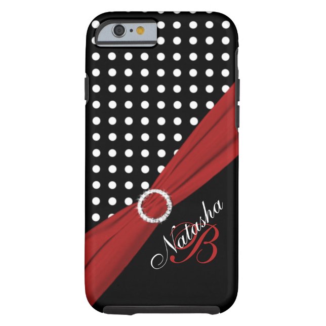 Monogram Black White Red Polka Dots iPhone 6 case (Back)