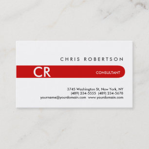 Monogram Black White Red Stripe Business Card
