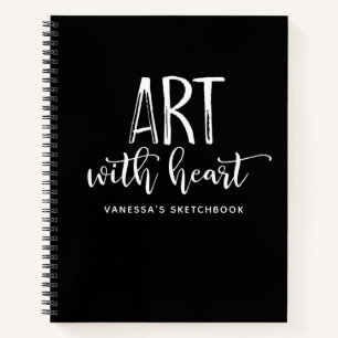 Monogram Black White Script Artist Sketchbook Notebook