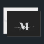 Monogram Black White Silver Colour Personal  Postcard<br><div class="desc">Elegant monogram on your personal apron
Black colour background with white script and a silver colour Monogram.</div>