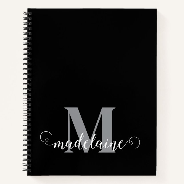 Monogram Black White Silver Personal Notebook (Front)