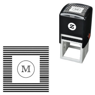 Monogram Black & White Stripes Self-inking Stamp