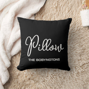 Monogram black white typography calligraphy funny  cushion