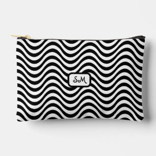Monogram Black White Wavy Stripes Psychedelic SM Accessory Pouch