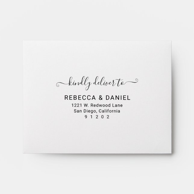 Monogram Black & White with Return Address RSVP Envelope (Front)