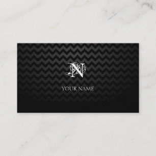 Monogram Black with Chevron Pattern Business Card