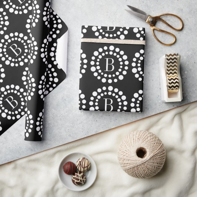 Monogram Black Wrapping Paper (Crafts)