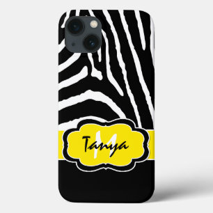Monogram Black, Yellow Zebra Stripe iPad Air Case