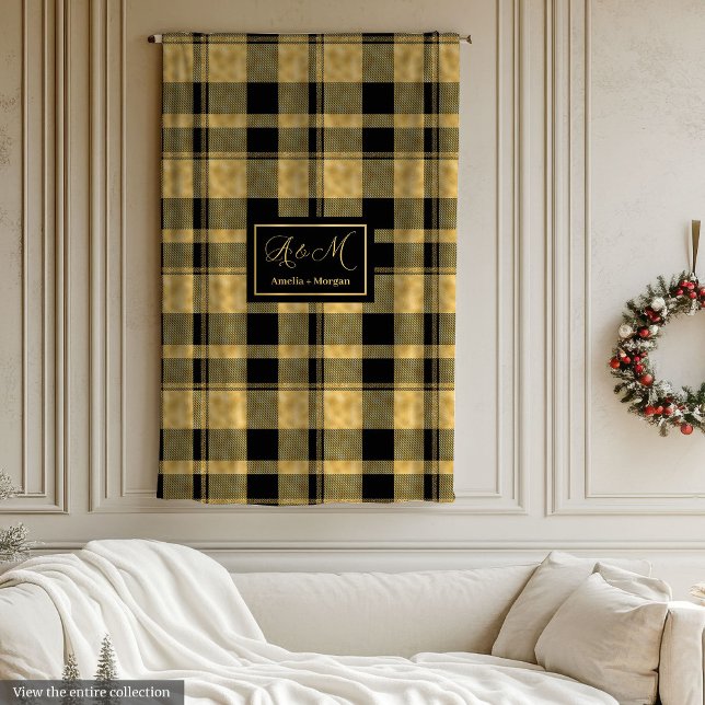 Monogram Blanket Elegant Black Gold Birthday Gift (Monogram Blanket Elegant Black Gold Birthday Gift)