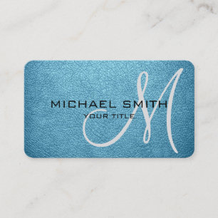 Monogram Blizzard Blue Leather Look Business Card