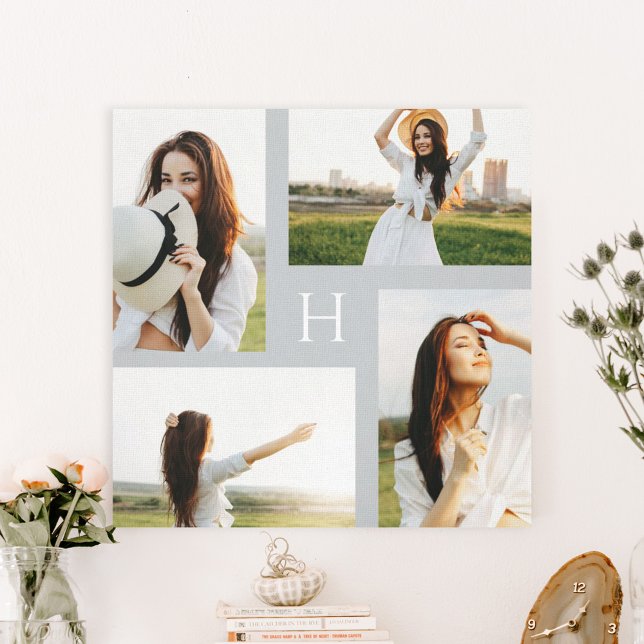 Monogram Blocks Editable Colour Photo Canvas Print (Creator Uploaded)