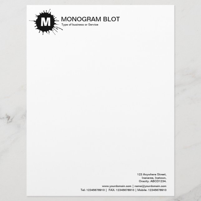 Monogram Blot - Black Letterhead (Front)