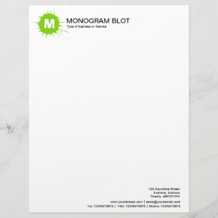 Monogram Blot - Martian Green Customized Letterhead