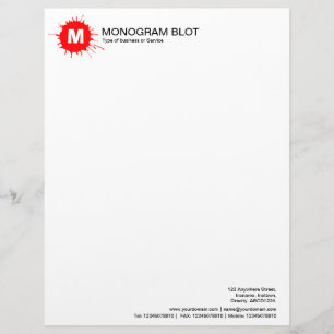Monogram Blot - Red Personalized Letterhead