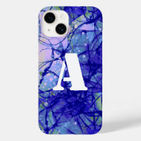 Monogram Blue Abstract Art Cool