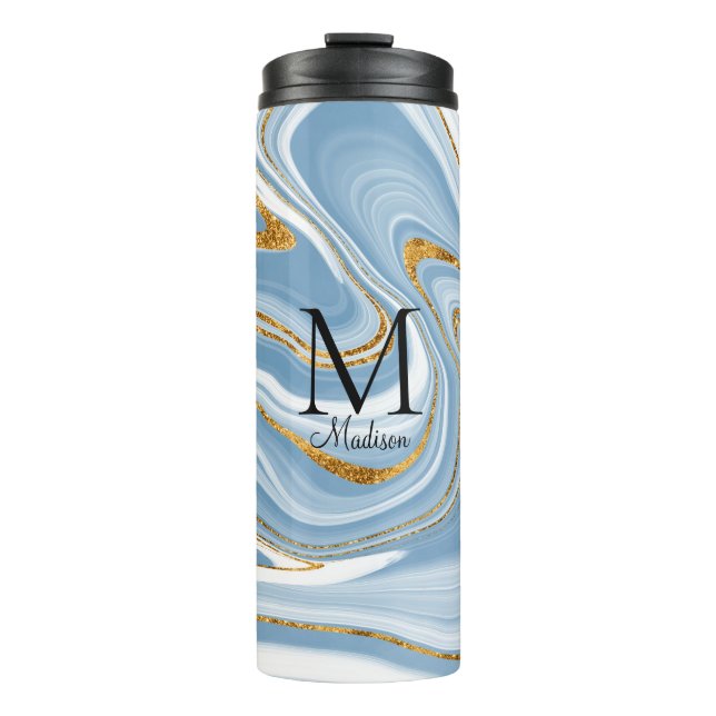 Monogram Blue Agate Thermal Tumbler (Front)