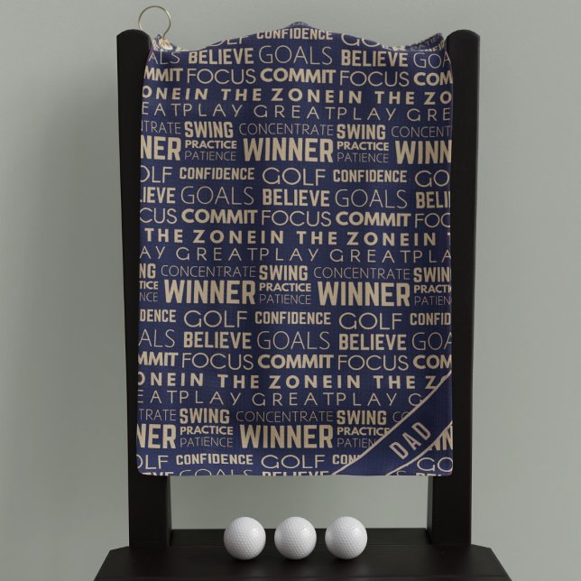 Monogram Blue and Gold Golfer Winner's Golf Towel (Creator Uploaded)