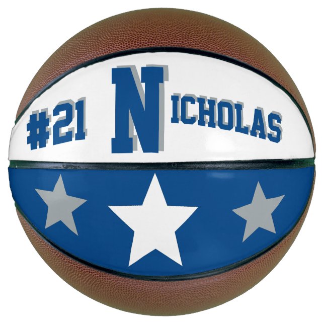 Monogram Blue and White Basketball (Front)