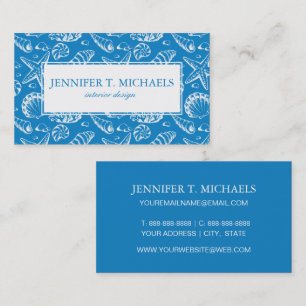 Monogram Blue Beach Pattern Business Card